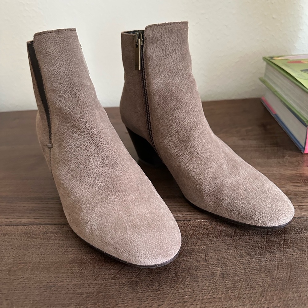 Aquatalia Taupe Suede Ankle Booties